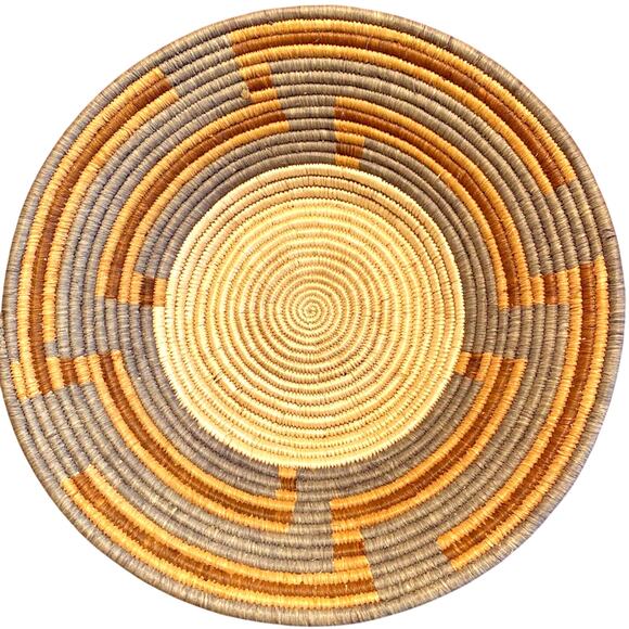 Hand Woven Bowl Shape Basket Coil Weave Multicolor Decorative Collectible Straw - Picture 1 of 8